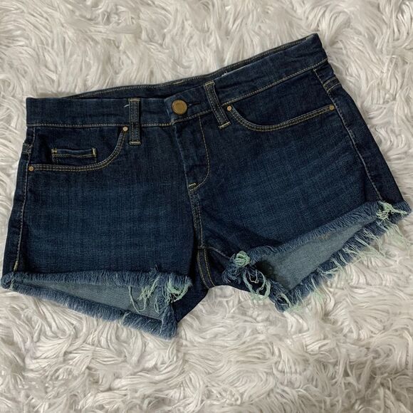 BLANKNYC jean shorts frayed/raw hem button/zip fly pockets denim shorts size 25 - Picture 1 of 9
